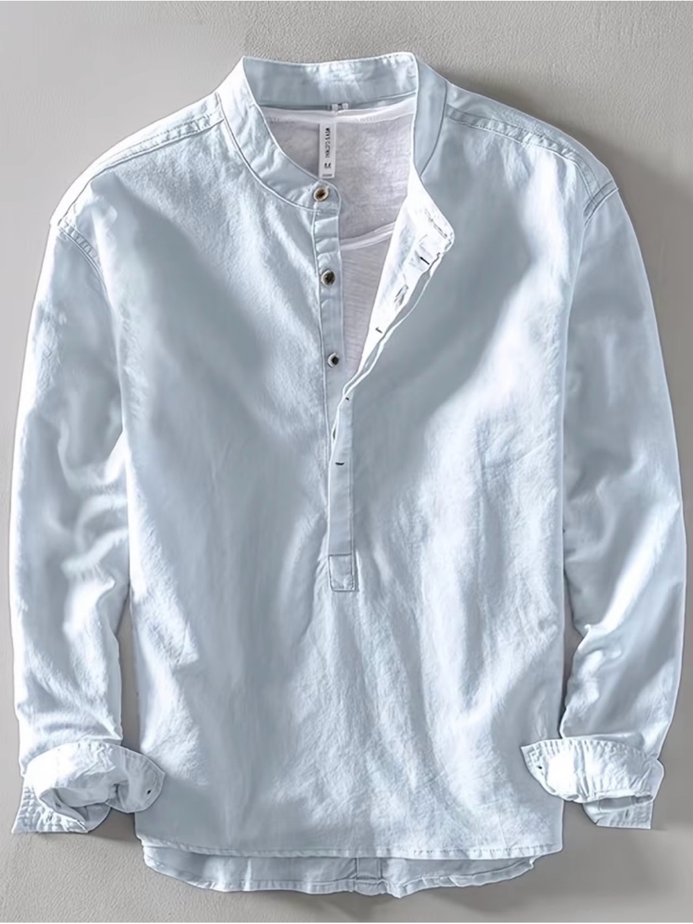 Lane Bryant Light Blue Mandarin Collar Button-Down Shirt
